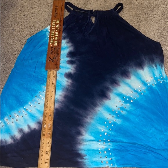Inc Stud Blue Tie Dye Halter Tank - Picture 6 of 7